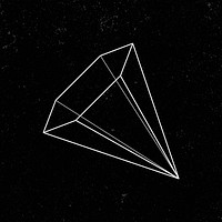 3D hexagonal pyramid outline on a black background vector 