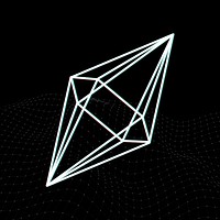 3D hexagonal bipyramid with glitch effect on a black background