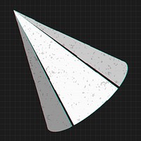 Gray 3D hexagonal cone with glitch effect on a black background 