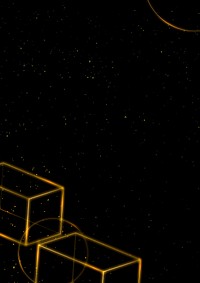 Geometric gold neon 3D cuboid background vector