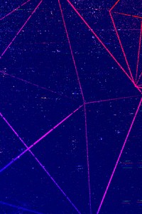 Neon icosahedron pattern on an indigo background