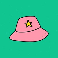 Pink bucket hat illustrated on a green bacgkround vector