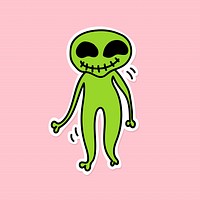 Cheerful green extraterrestrial mate vector sticker
