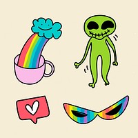 Creative and cool pop art stickers set vector