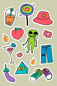 Creative and cool pop art stickers set vector