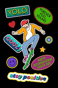 Youth day sticker illustrations vector