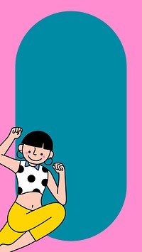 Cool woman character on a pink frame and blue background vector