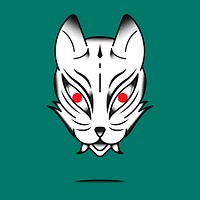 Bakeneko Japanese monster cat element on a green background vector
