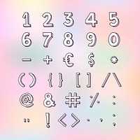 Styled numbers and symbol set vector