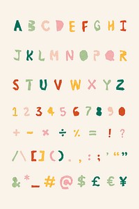 Psd Alphabet, Numbers, Symbols font set