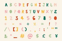 Vector Alphabet, Numbers, Symbols font lettering 