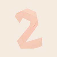 Number 2 font paper cut vector typography