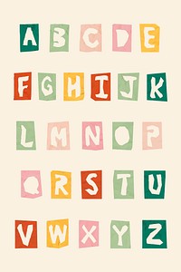 Paper cut alphabet typography letter set
