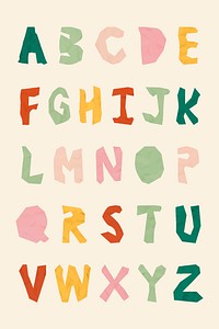Paper cut letter kids alphabet vector set