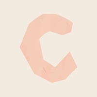 C letter paper cut alphabet typography vector