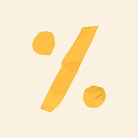 Yellow percentage paper cut symbol vector