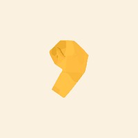 Yellow comma sign paper cut symbol vector