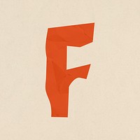 F letter paper cut alphabet typography font psd
