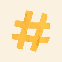 Hashtag symbol paper cut vector