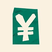 ¥ Yuan sign paper cut symbol vector