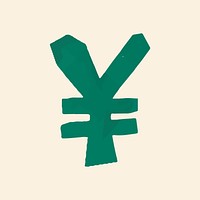 ¥ Yuan currency sign paper cut symbol vector
