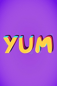 Yum funky word typography on purple