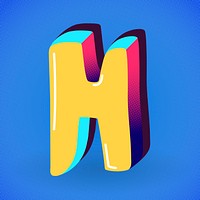 Letter H yellow funky vector stylized typography