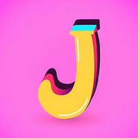 Letter J yellow vector funky stylized typography