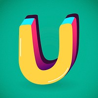 Letter U yellow funky stylized typography