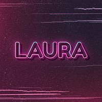 Laura neon name block letter typography vector