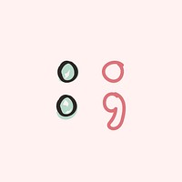 Colon, semicolon doodle typography vector