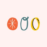 Letter O doodle typography set vector