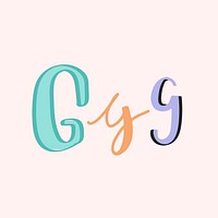 G letter doodle typography font set vector