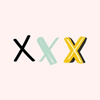 Letter X doodle font typography set vector