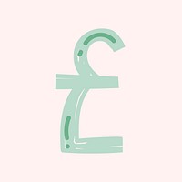 Currency pound sterling symbol vector hand drawn doodle font typography