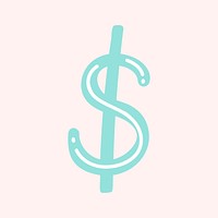 Dollar sign vector doodle font pastel typography