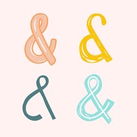 Symbol ampersand vector doodle font typography hand drawn set