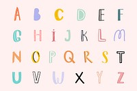 Alphabet psd doodle font typography hand drawn set