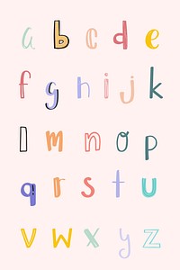 Pastel doodle alphabet vector word art set