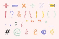 Symbol vector doodle font typography hand drawn set