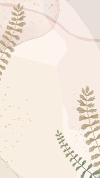 Leaf vector on neutral watercolor mobile phone wallpaper
