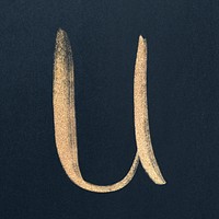 Calligraphy gold letter u typography font