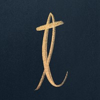 Calligraphy gold letter t typography font