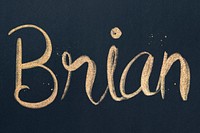Glitter gold psd Brian name font typography