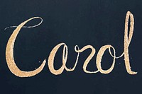 Sparkling gold font vector Carol typography