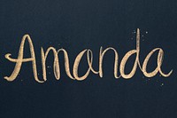 Gold glitter Amanda name psd  font typography