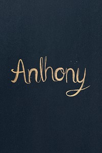 Shimmery gold font psd Anthony typography