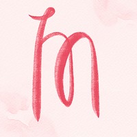 Calligraphy red letter m typography font