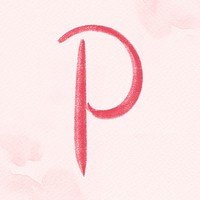 Calligraphy red letter p typography font