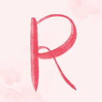 Calligraphy red letter r typography font